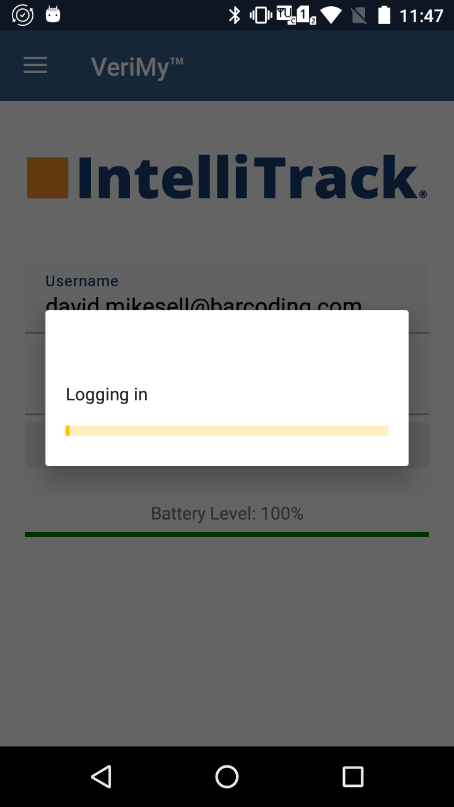 VeriMy login screen