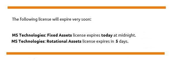 License expiration alert email body