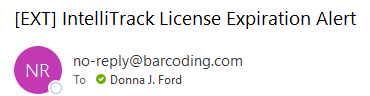 License expiration alert email header