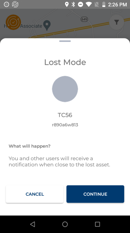 Lost Mode confirmation screen
