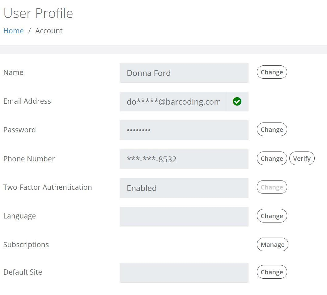 User Profile page with the Language setting